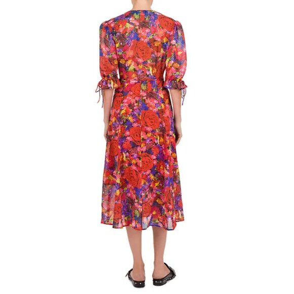 The Kooples Summer Night Floral-Print Silk Wrap Dress LIKE NEW - Picture 2 of 2